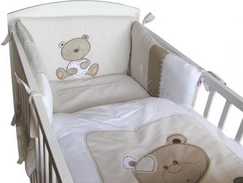 Macko 3-dielna súprava do postieľky (obliečky na prikrývky a vankúšik, mantinel)