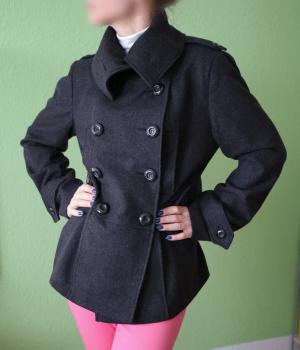 Antracitový zimný kabát New Look veľ.42