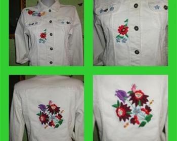 Krásne vyšívanie denim bunda